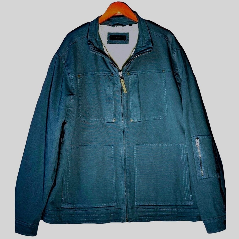 Dakota Mens Sherpa Lined Canvas Work Jacket Blue Teal Full Zip Utility XL